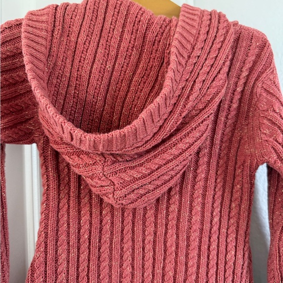 Cozy Ribbed Knit Hooded Sweater dress in red - Picture 6 of 6